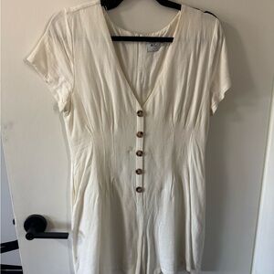 Princess Polly Cream Button-Down Dress (Romper)